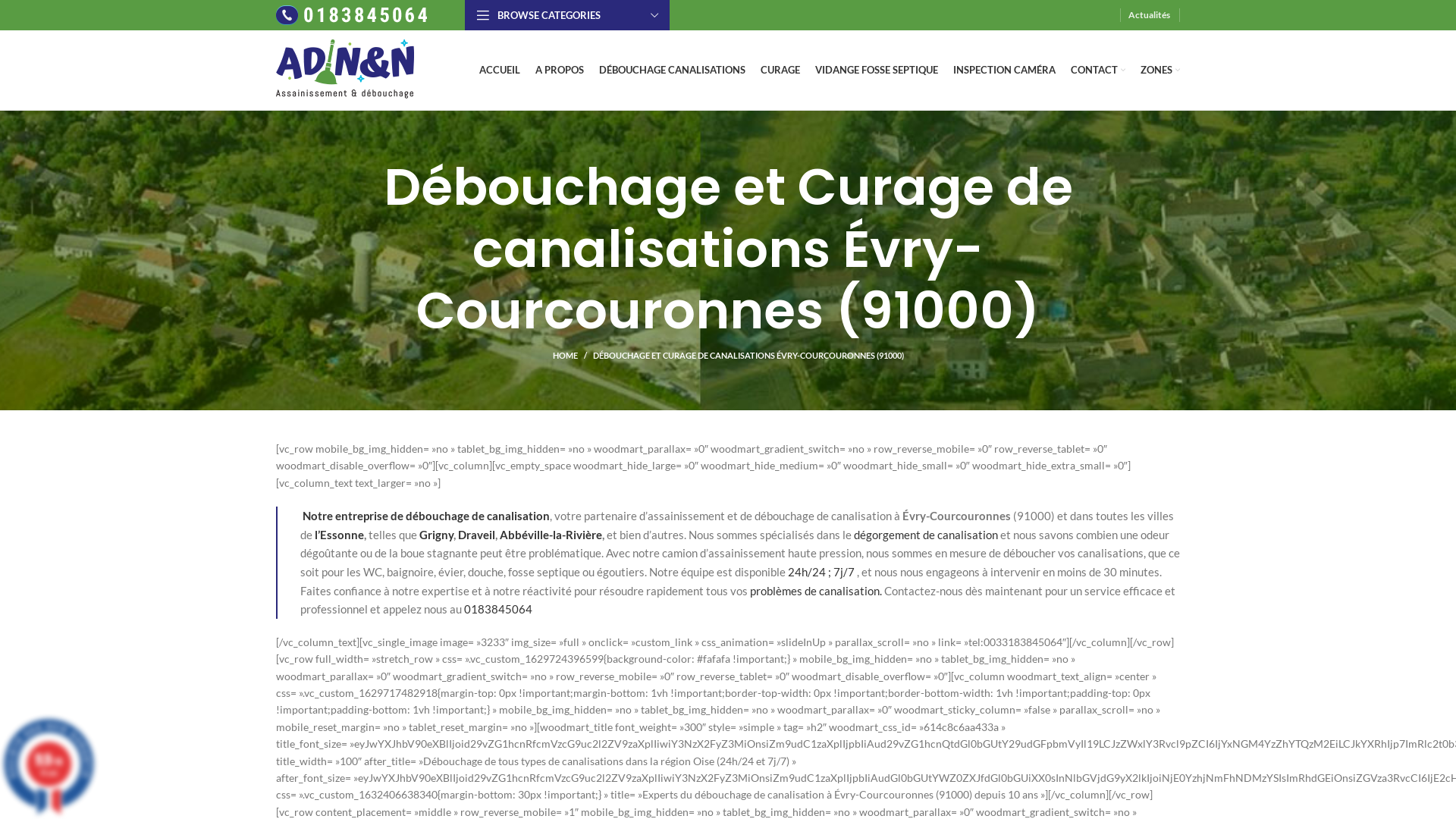 Débouchage canalisations évry courcouronnes 