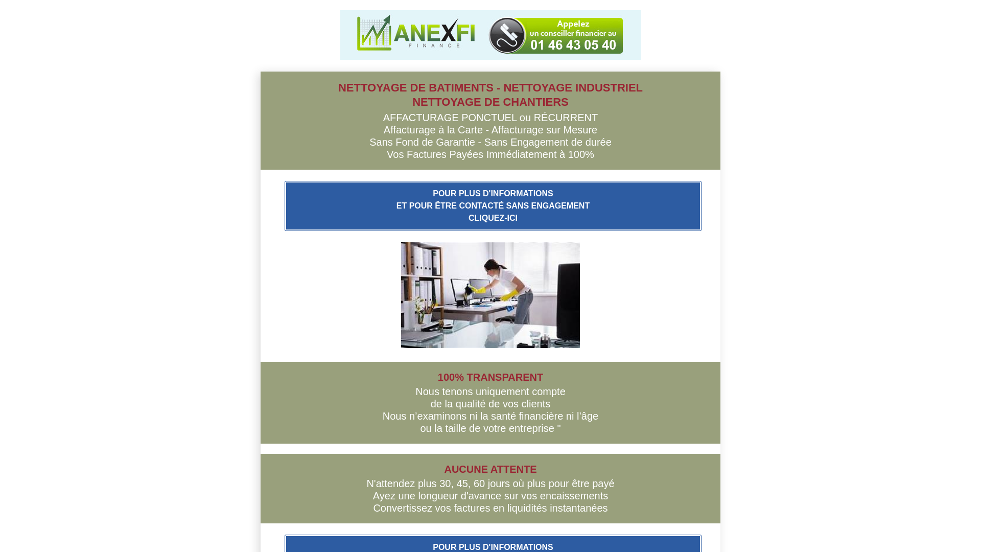 Capture d'écran de AFFACTURAGE PONCTUEL NETTOYAGE INDUSTRIEL | 01 46 43 05 40