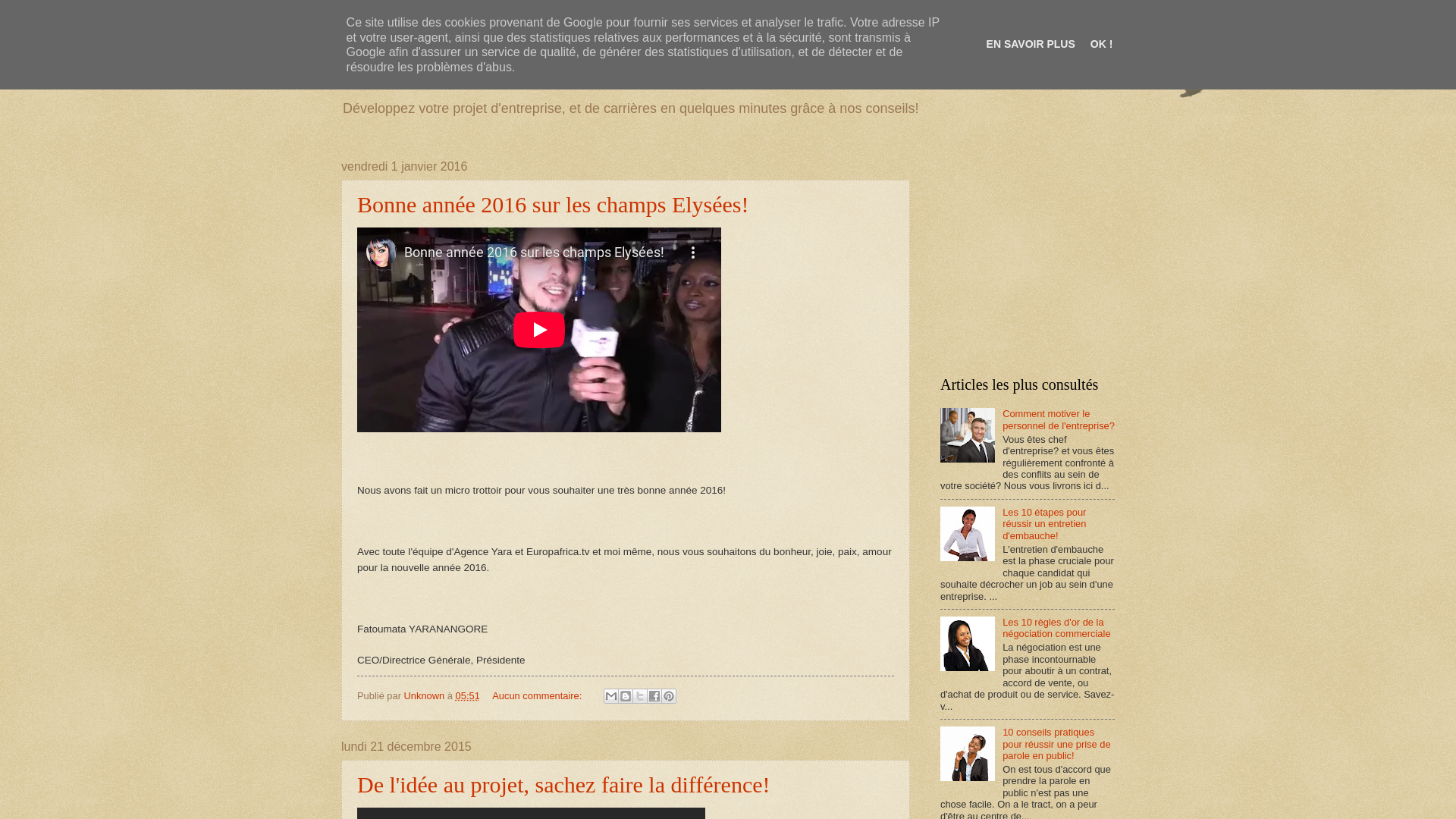 Capture d'écran de Agenceyara.blogspot