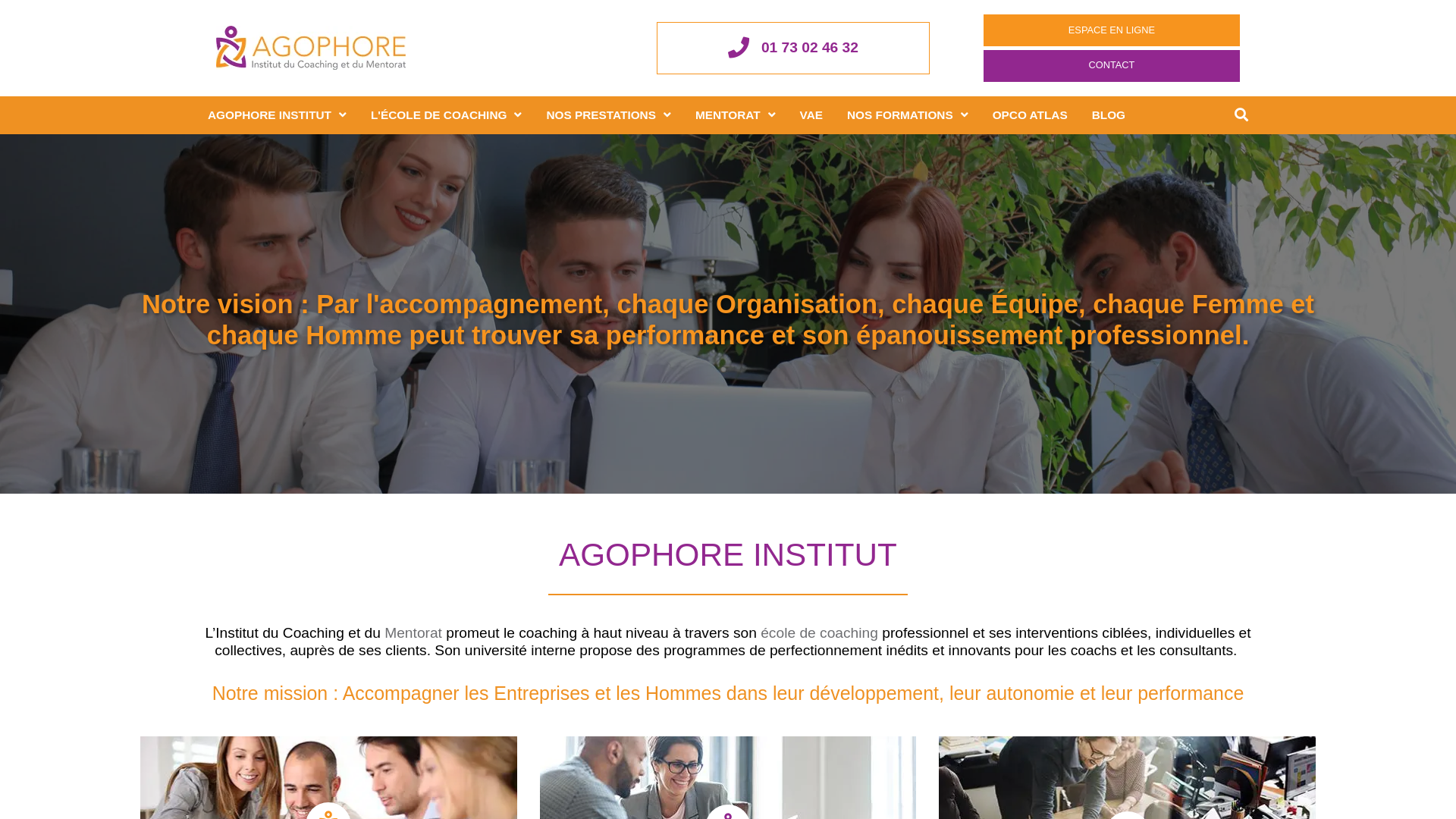 Capture d'écran de Agophore Institut de coaching et de mentorat