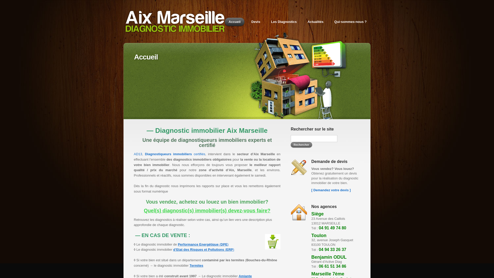 Capture d'écran de Diagnostics immobiliers prix marseille PACA
