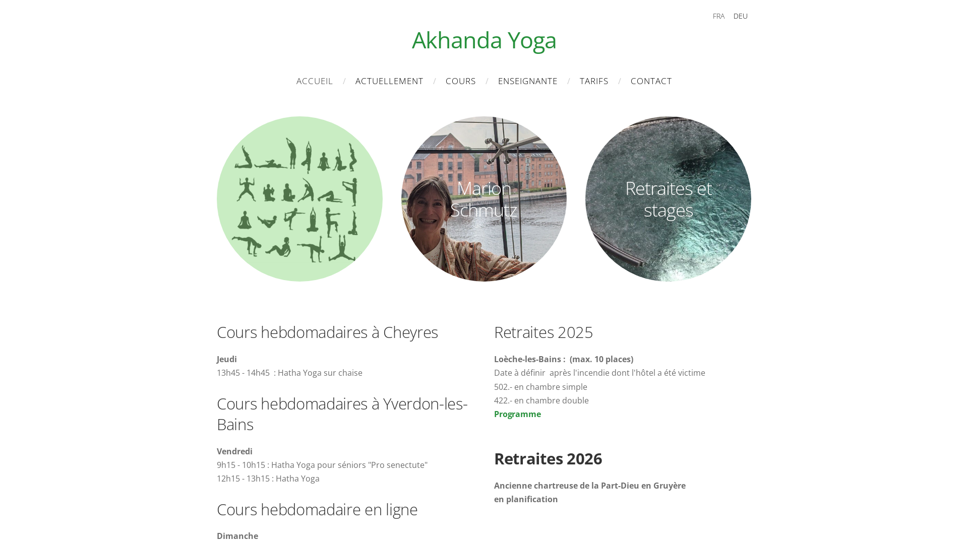 Capture d'écran de Ecole de yoga - yoga grossesse yoga prénatal à Fribourg et stages à Loèche-les-Bains / Leukerbad