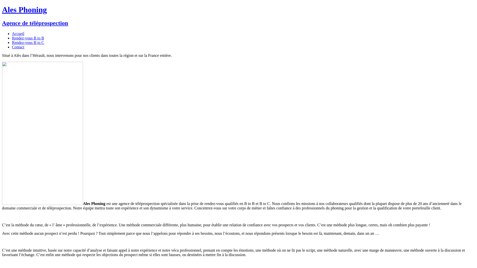 Capture d'écran de Ales Phoning, votre agence de téléprospection à Alès dans L’Hérault et le Languedoc-Roussillon 