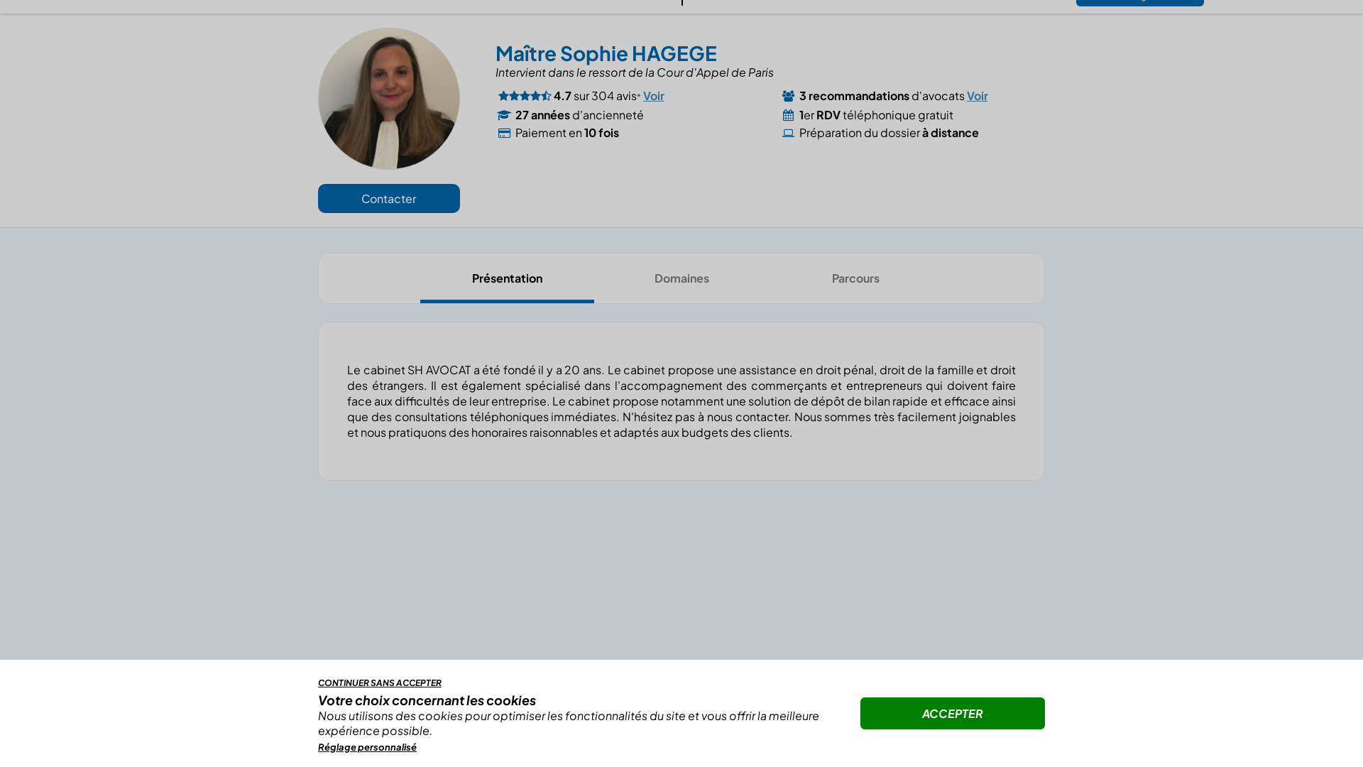 Capture d'écran de Cabinet SH AVOCAT : 2000 clients - 20 ans d'exercice, rapide et disponible prix compétitifs 06 20 41 47 18
