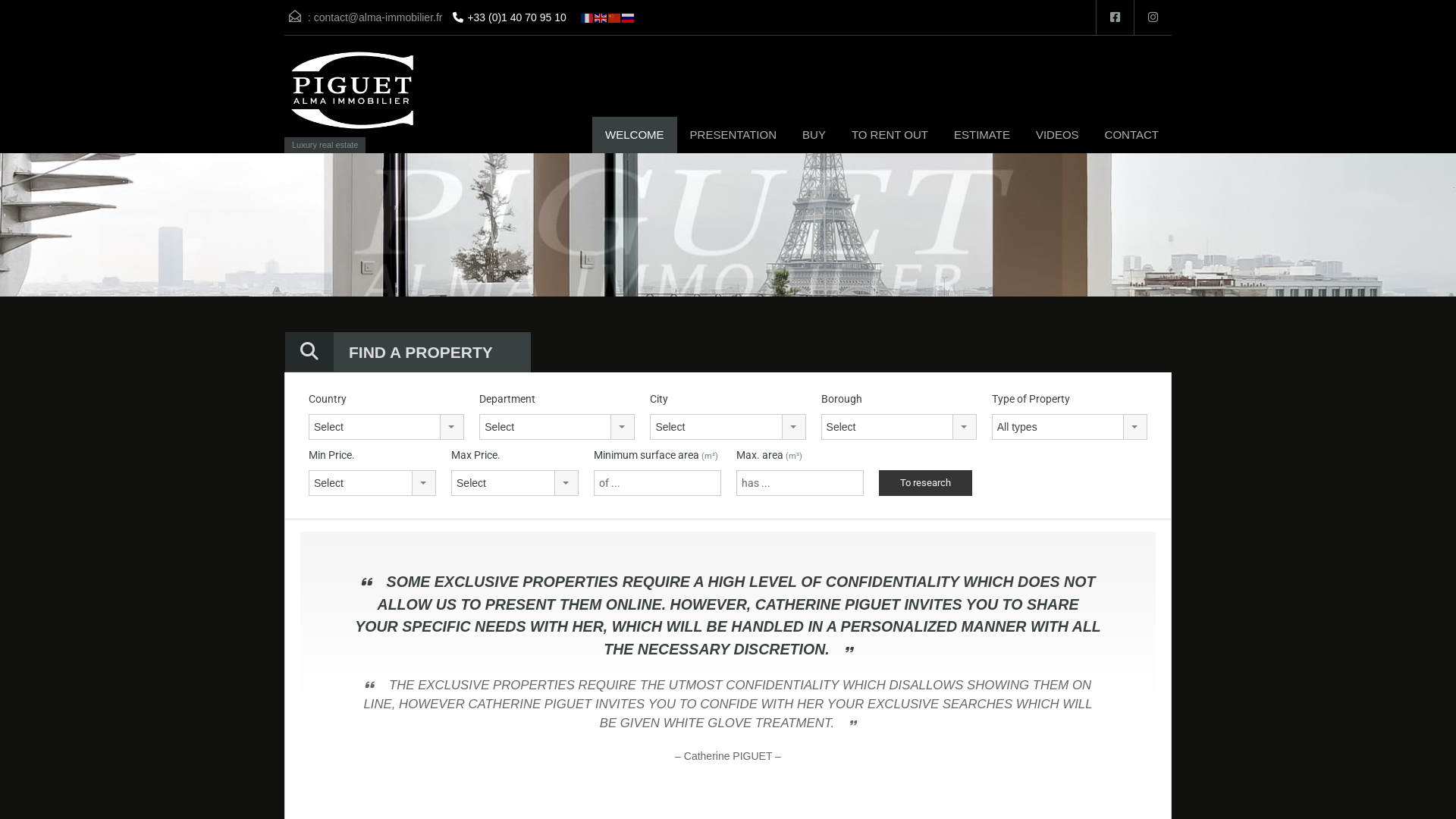 Capture d'écran de ALMA IMMOBILIER-CATHERINE PIGUET est le LEADER de l'immobilier de prestige