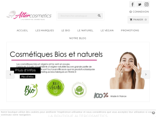 Altercosmetics : les cosmétiques autrement, Cosmétiques bave escargot, Cosmétiques venin de serpent, Cosmétiques Aloé Vera, Crème hydratante, Crème anti-age, Revendeur Babaria... 