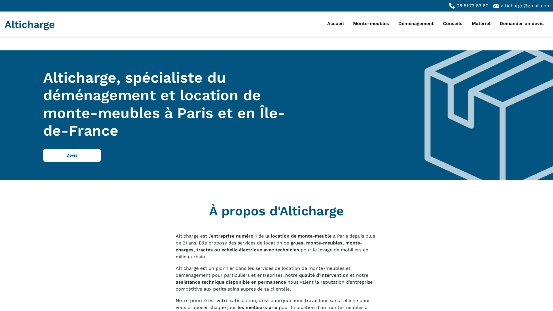 Capture d'écran de Alticharge monte-meubles avec technicien