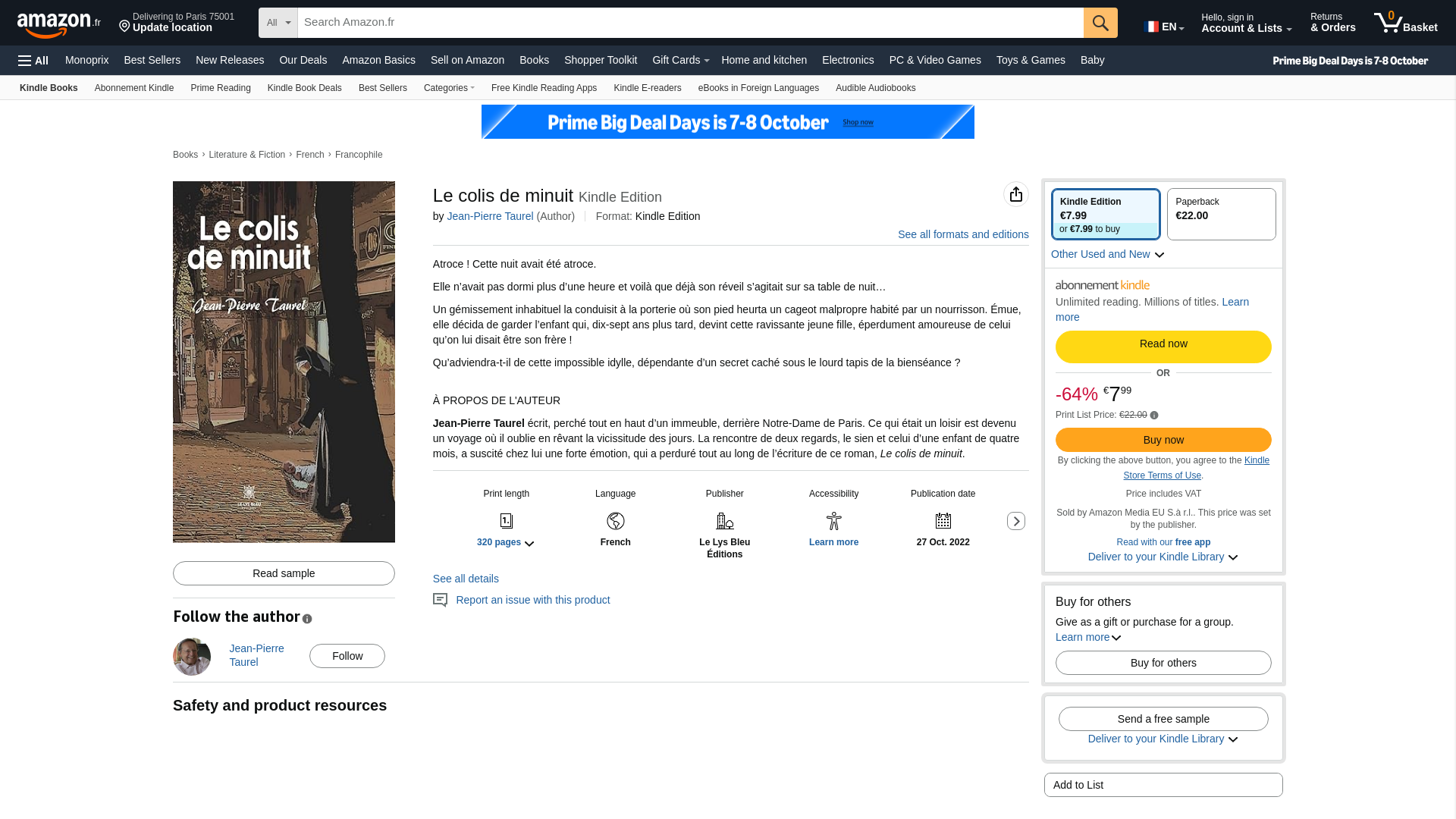 Capture d'écran de Roman le colis de minuit, broché ou en numérique, sur Amazon