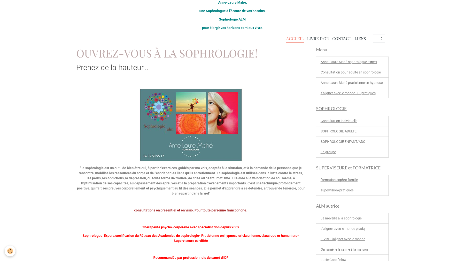 Capture d'écran de Cabinet de Sophrologie ALM
Anne-Laure Mahé sophrologue