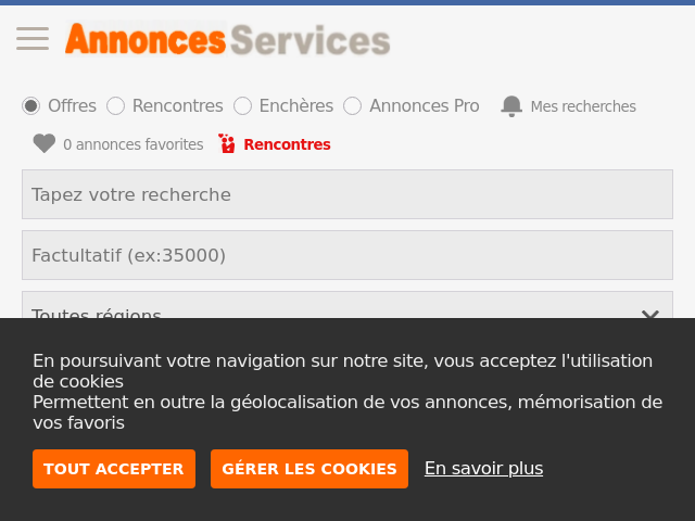 Capture d'écran de ANNONCES SERVICES . FR  - PETITES ANNONCES GRATUITE