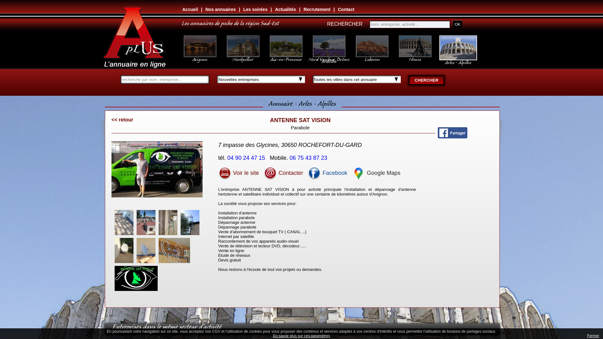 Capture d'écran de Antenne Sat Vision 04.90.24.47.15. Installation et dépannage d'antenne hertzienne et parabole satellite individuel et collectif, vente d'abonnement canal , internet par satellite sur avignon