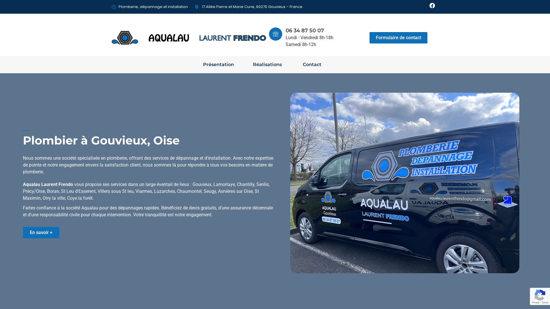 Capture d'écran de AQUALAU Laurent Frendo Plomberie  dépannage installation traitement de l eau .2 chemin les pommiers 60270  Gouvieux (Oise). 0634875007 AQUALAU Laurent Frendo chantilly AQUALAU Lamorlaye 