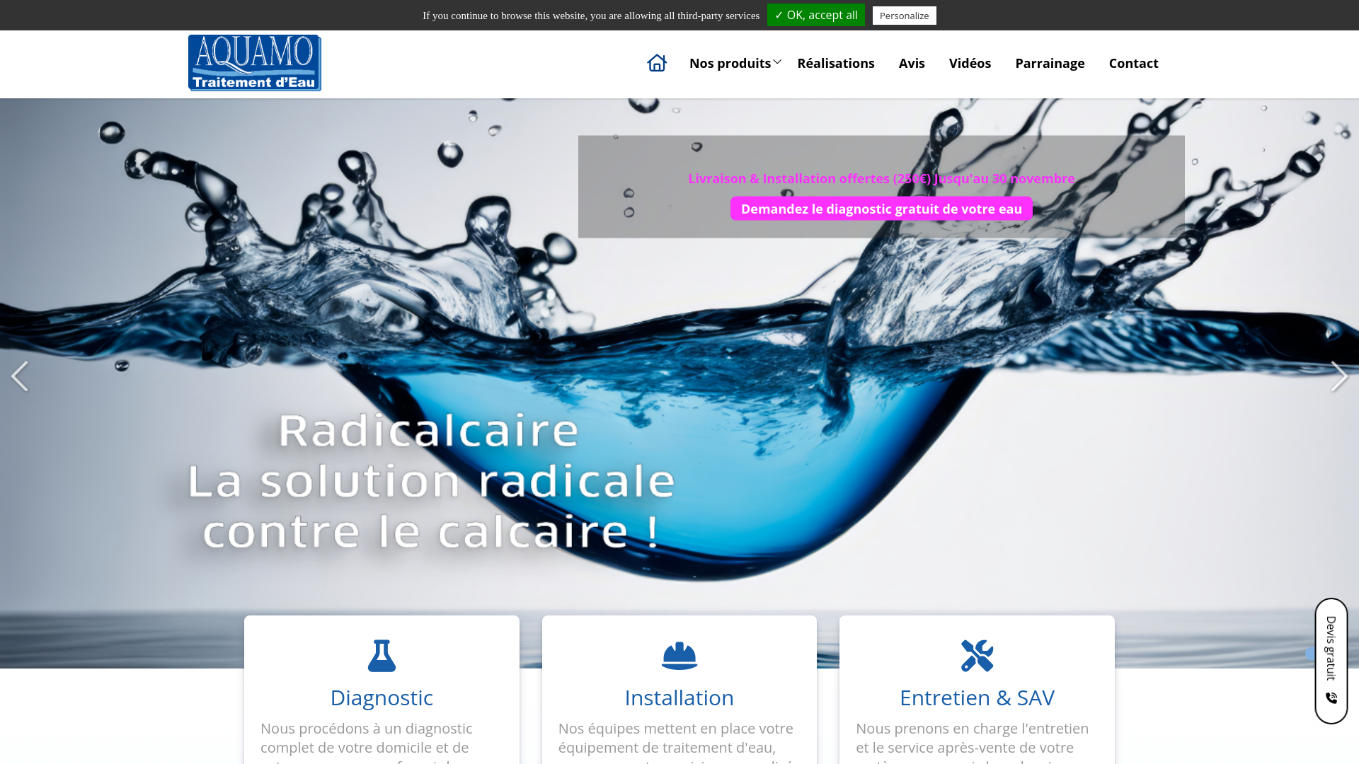 Traitement de l’eau, adoucisseur sans électricité | Aquamo
