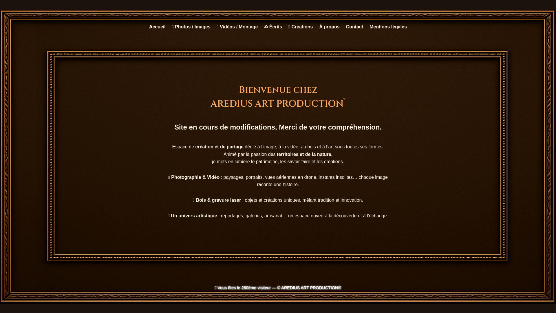 Capture d'écran de AREDIUS-ART-PRODUCTION :
L'émotion en image, l'art en mouvement