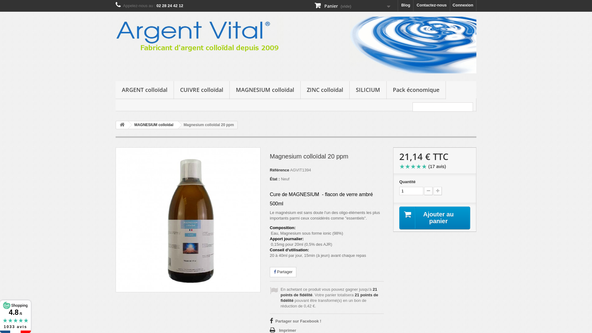 Capture d'écran de Complément alimentaire de magnesium colloidal
