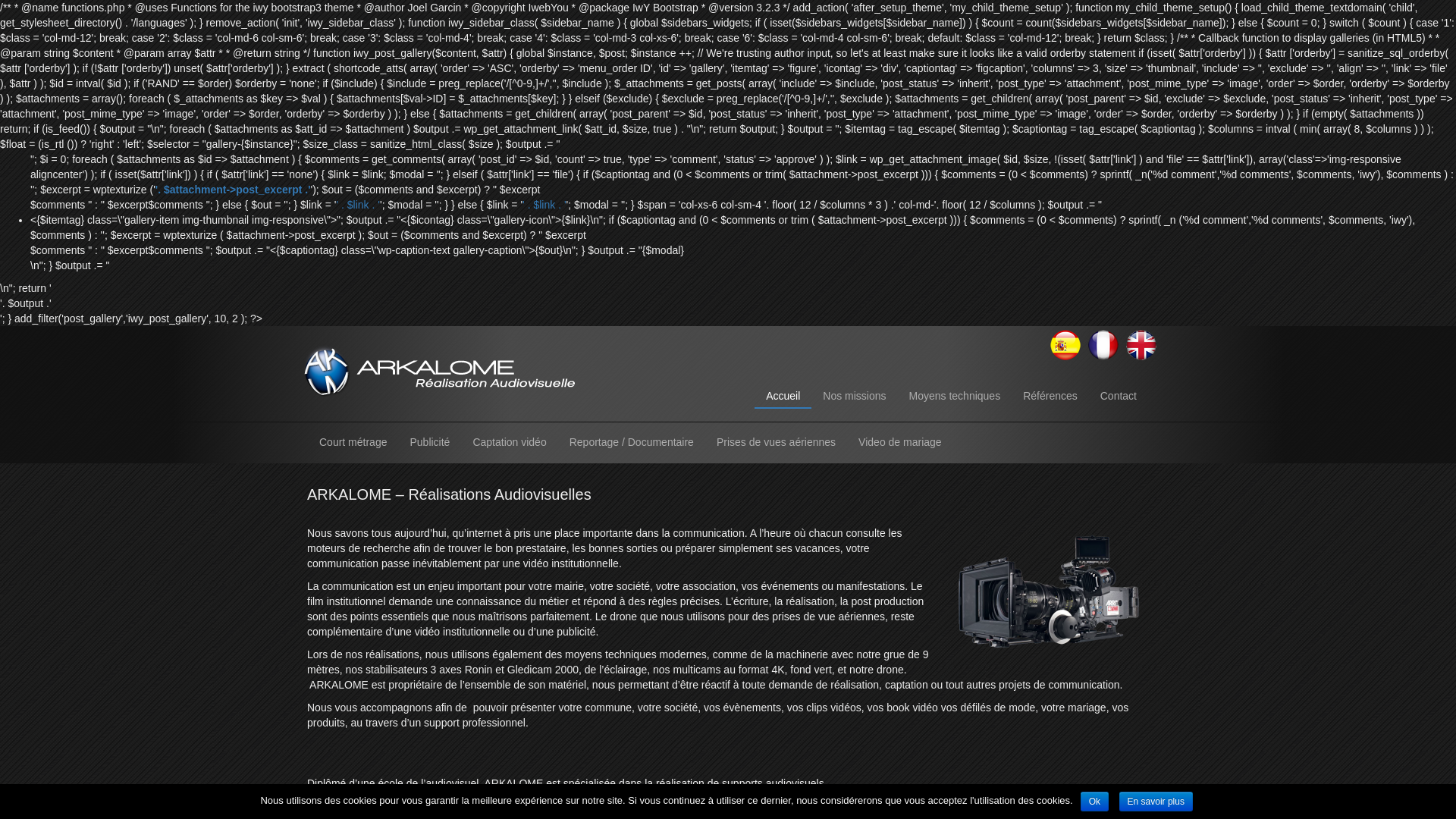 Capture d'écran de Réalisation audiovisuelle, spécialisée dans la réalisation de supports vidéos. Captation, prises de vue aériennes, rencontres sportives, vidéo de mariage.