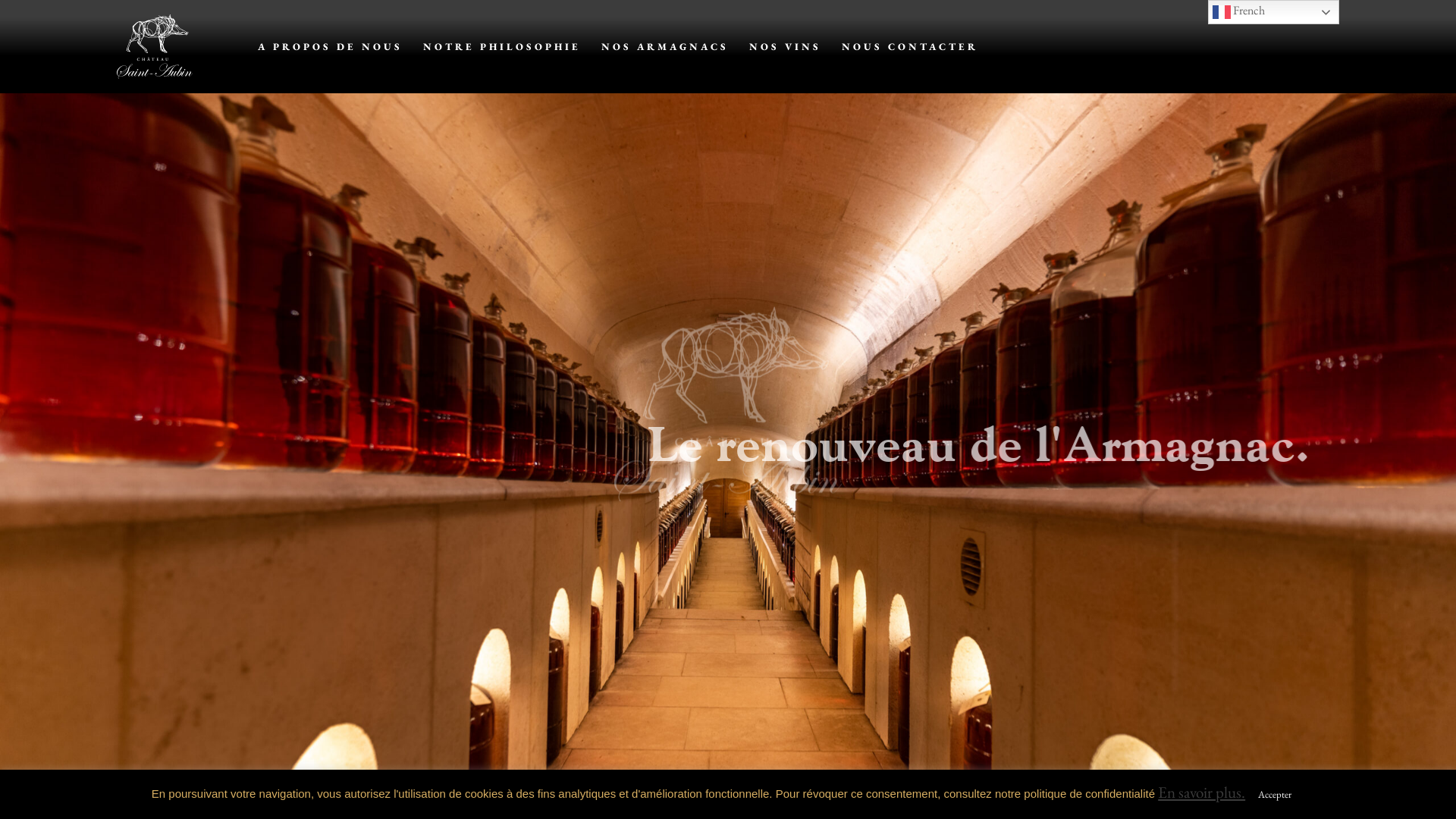 Capture d'écran de Château Saint-Aubin, producteur de vins et d'armagnac : Côtes de Gascogne et  bas-armagnacs. Vignoble situé dans le Gers, France