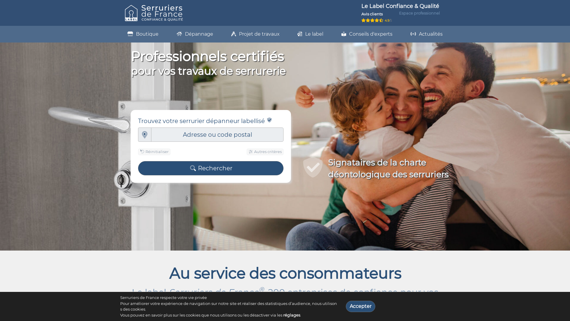 Capture d'écran de Serrurier Paris tel:01.47.70.49.39 Serrurerie Serruriers