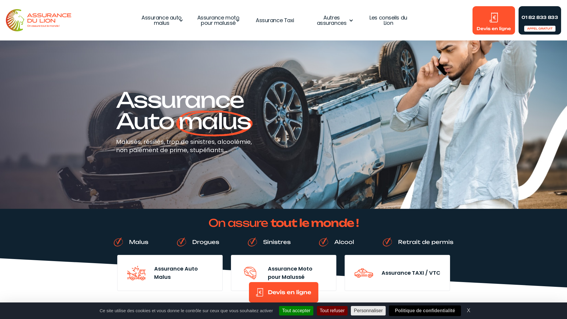 Capture d'écran de Assurance du lion, Assurance malus à Mulhouse, Strasbourg.
contactez nous.