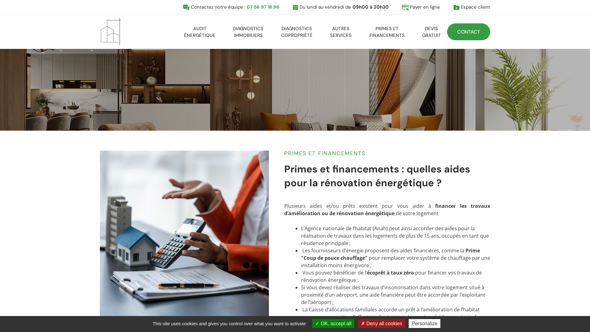 Capture d'écran de Primes et financements avec France Audit Conseil 