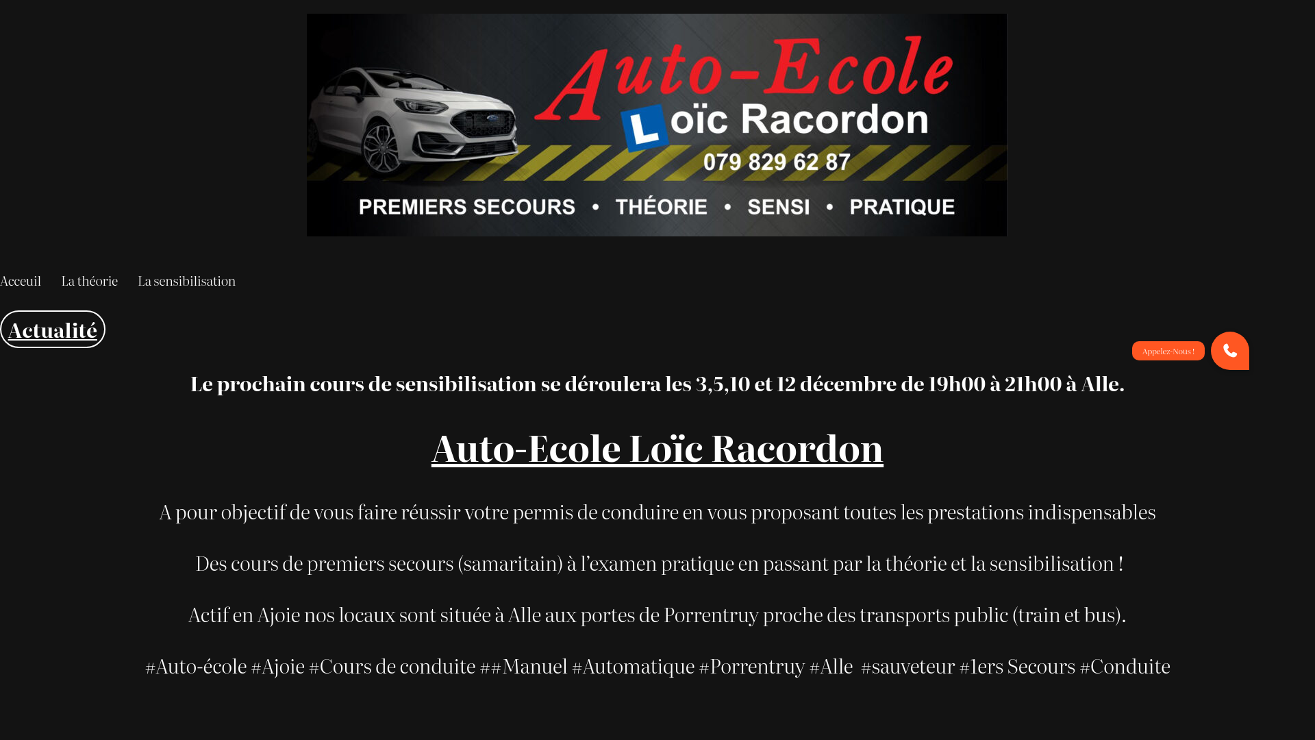 Capture d'écran de Auto-école et premiers secours (samaritain) Loïc Racordon SARL