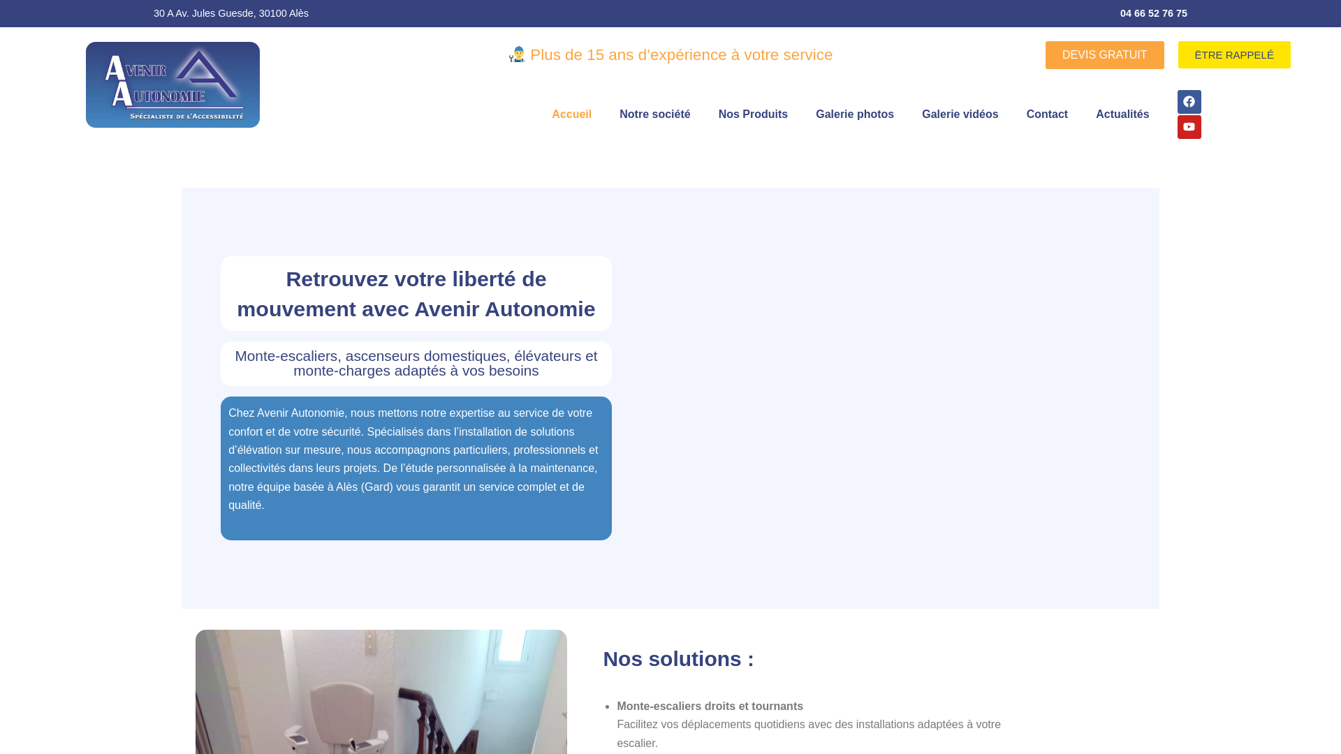 Capture d'écran de Monte escalier, élévateur, monte charge, ascenseur privé, fauteuil monte escalier, monte plat, 