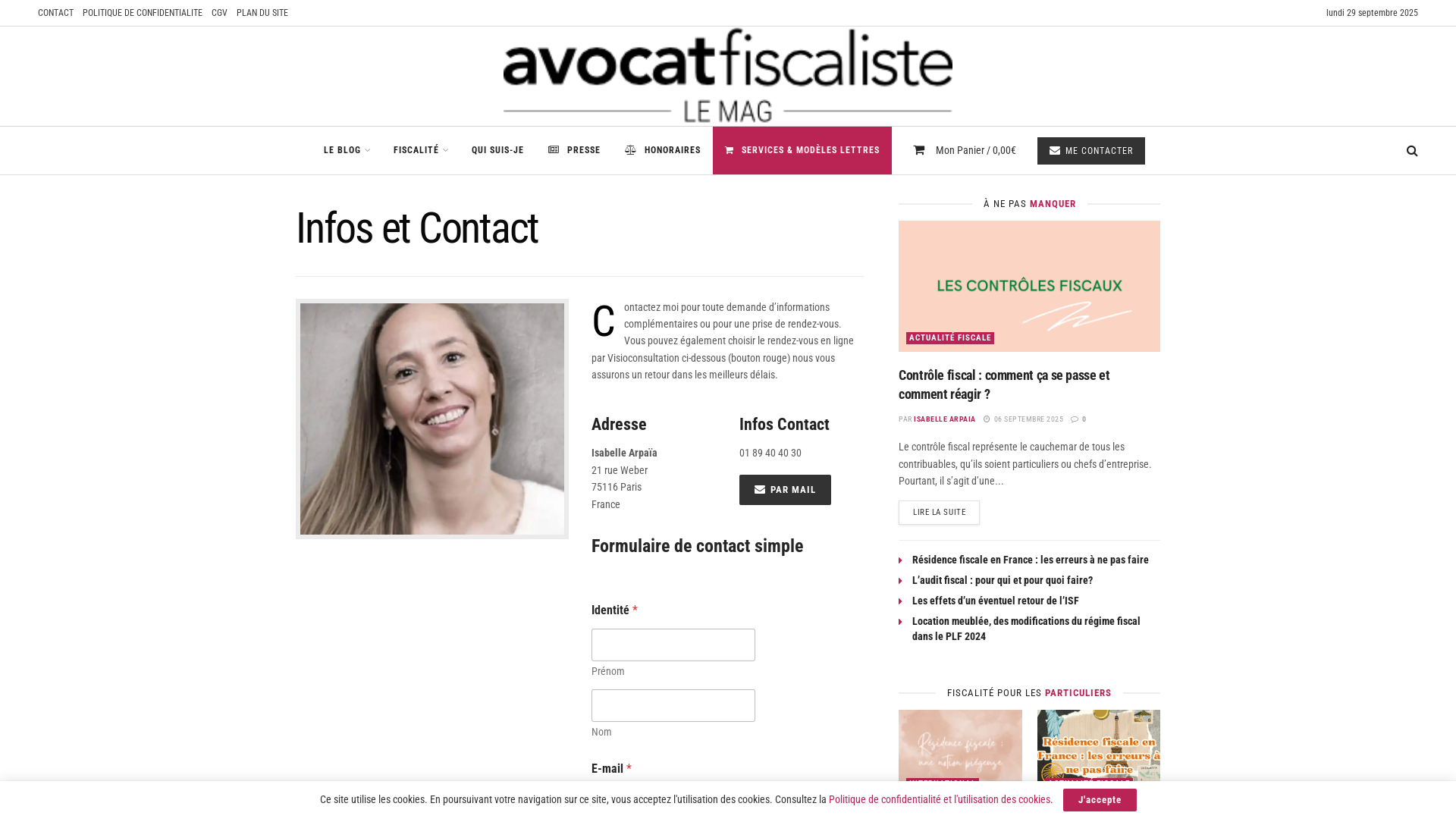 Capture d'écran de Isabelle Arpaia Avocat fiscaliste ancien de l'administration fiscale