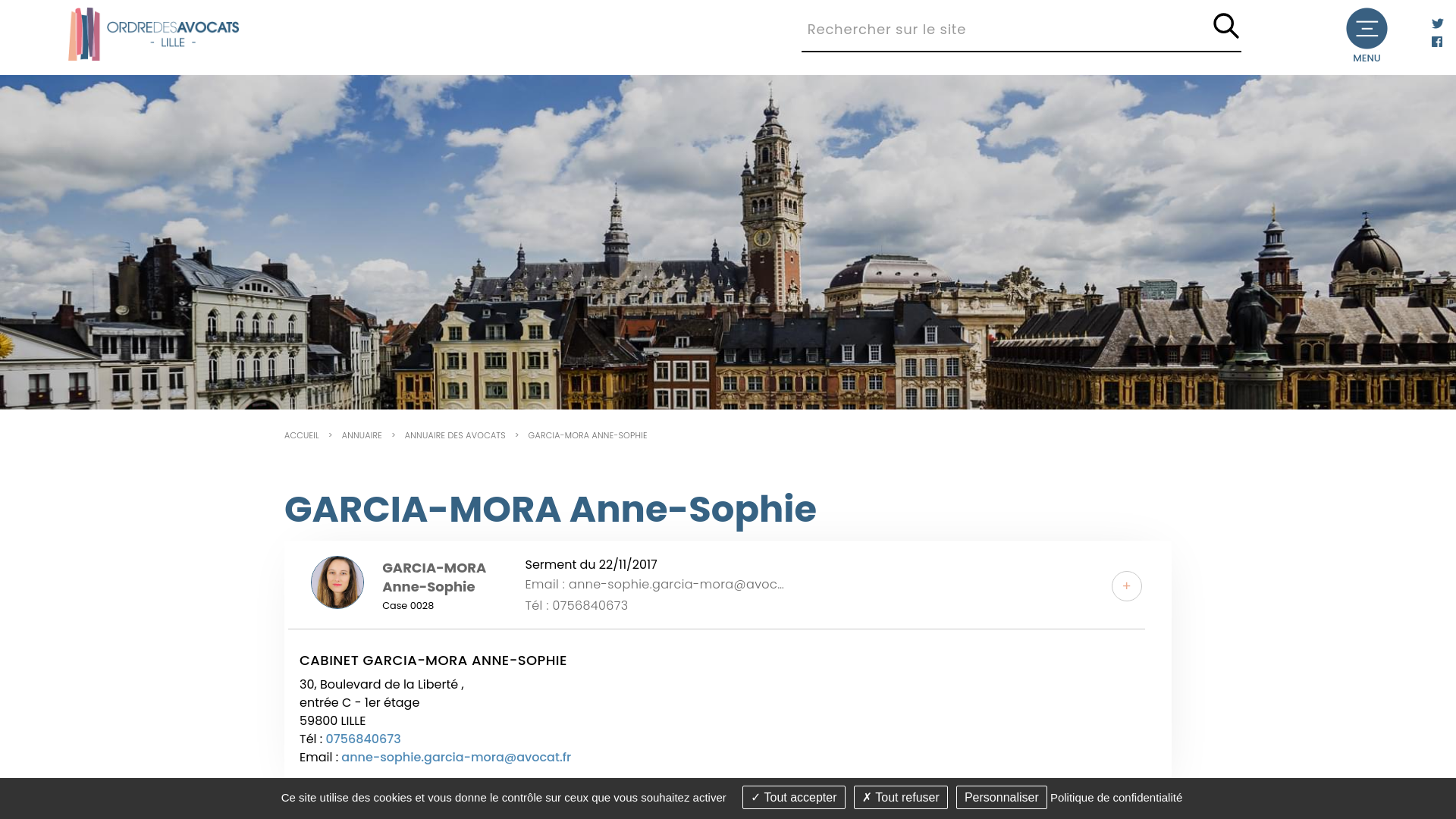 Capture d'écran de Avocate Expert en Droit Médical et Dommages Corporels à Lille - Anne-Sophie Garcia-Mora : Spécialiste en Erreurs Médicales et Accidents de la Vie