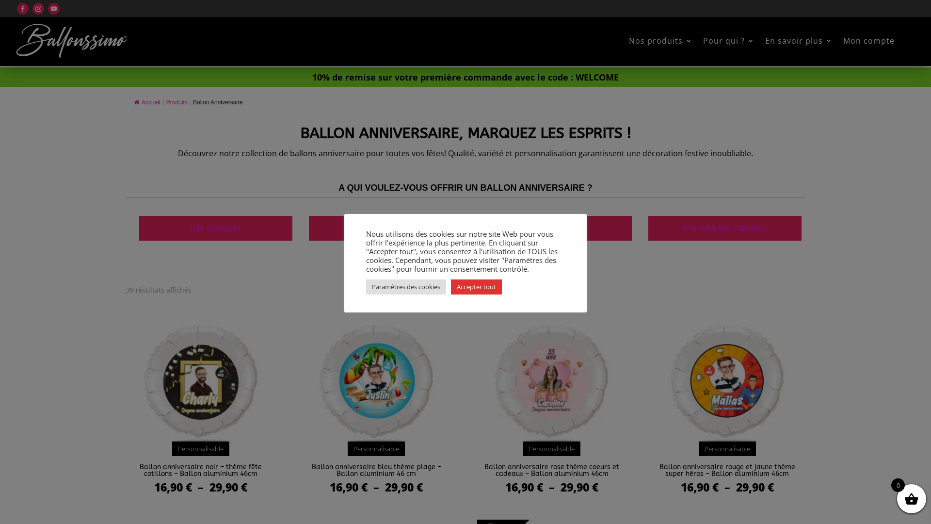 Capture d'écran de Ballon personnalisé spécial anniversaire | livraison rapide | découvrez nos offres spéciales