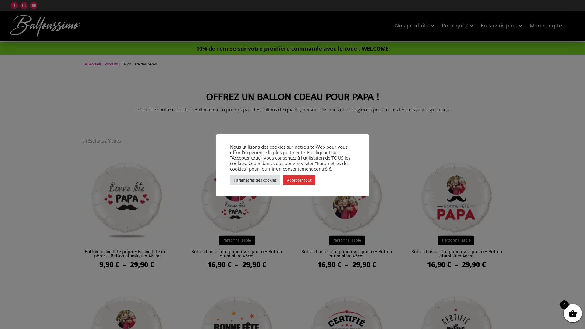 Capture d'écran de Ballon personnalisé bonne fête papa | Ballonssimo | livraison rapide | entreprise et particulier
