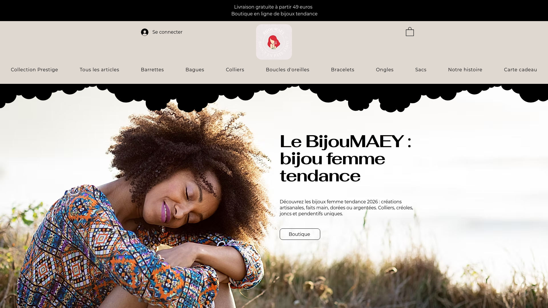 Capture d'écran de Bijoumaey : bijou tendance femme 2026