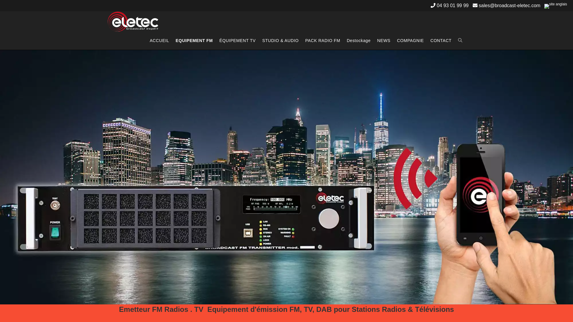 Capture d'écran de Emetteur FM, emetteur TV, Matériel radio FM Broadcast, Equipement Studio radio FM et TV