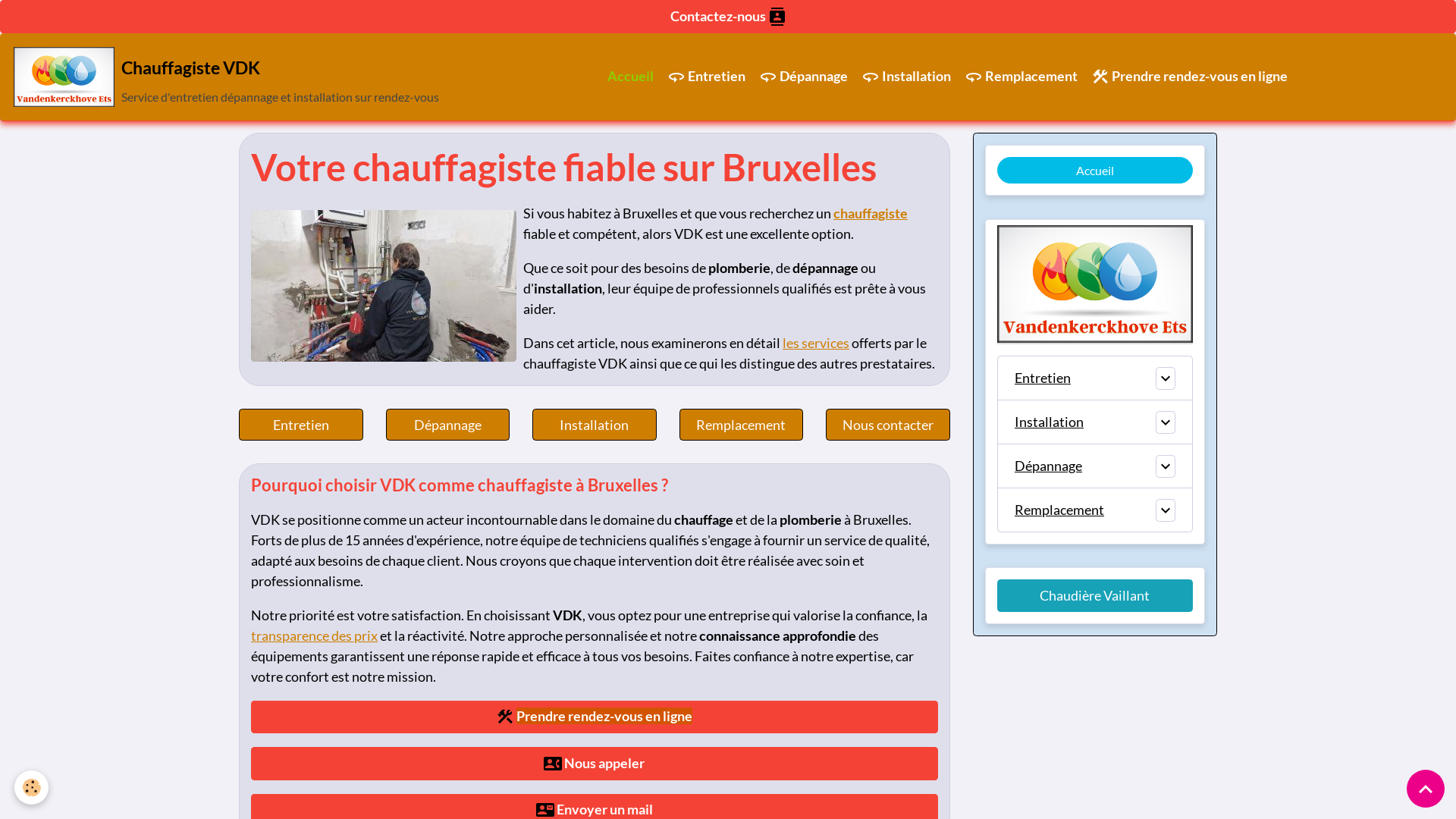 Capture d'écran de Chauffagiste Bruxelles / Entretien dépannage chaudière et chauffage central