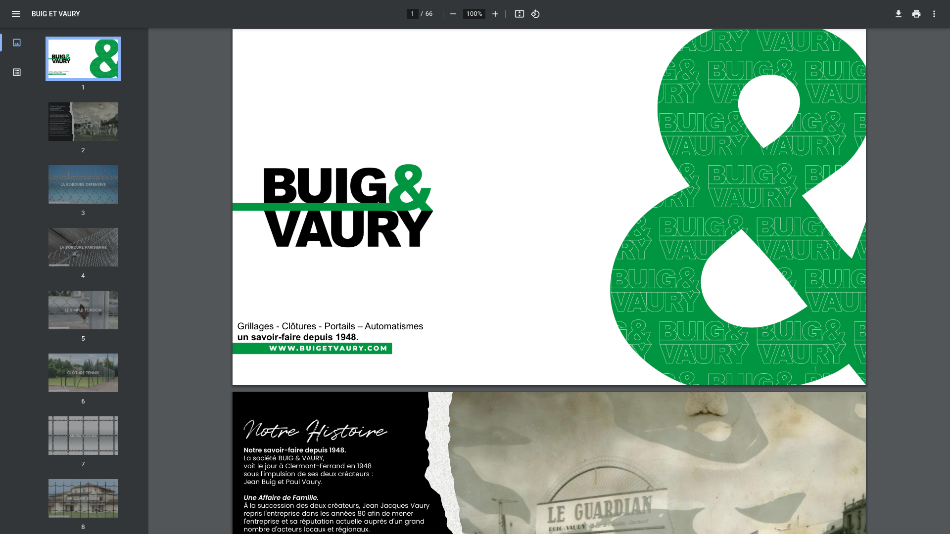 Capture d'écran de Catalogue Produits Buig & Vaury
