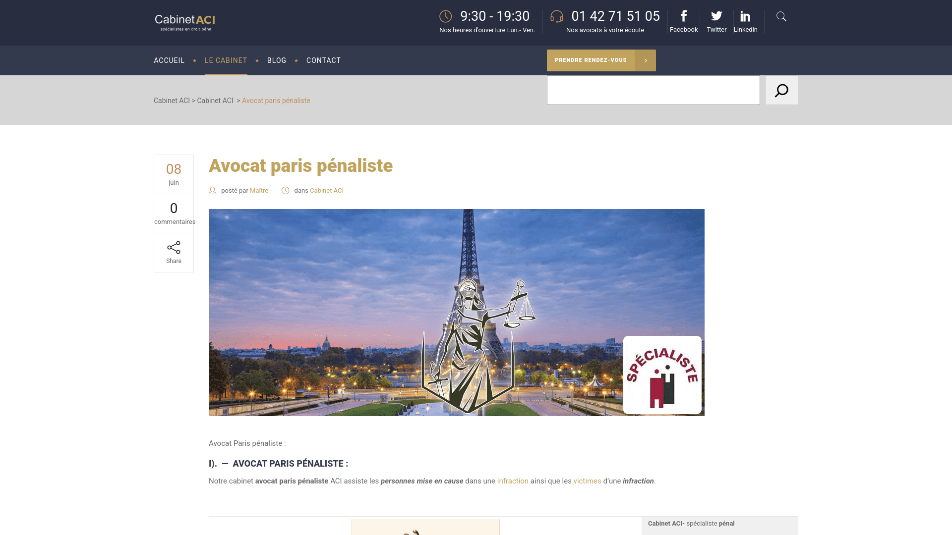 Capture d'écran de Avocat paris pénaliste