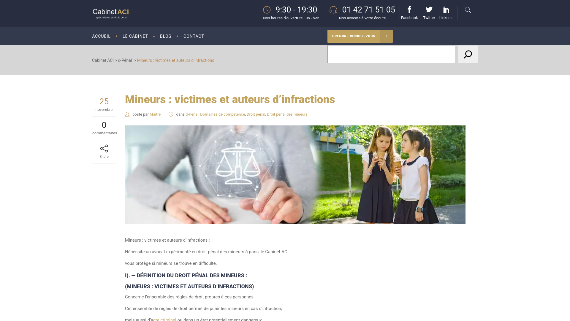 Capture d'écran de Avocat en droit pénal des mineurs
