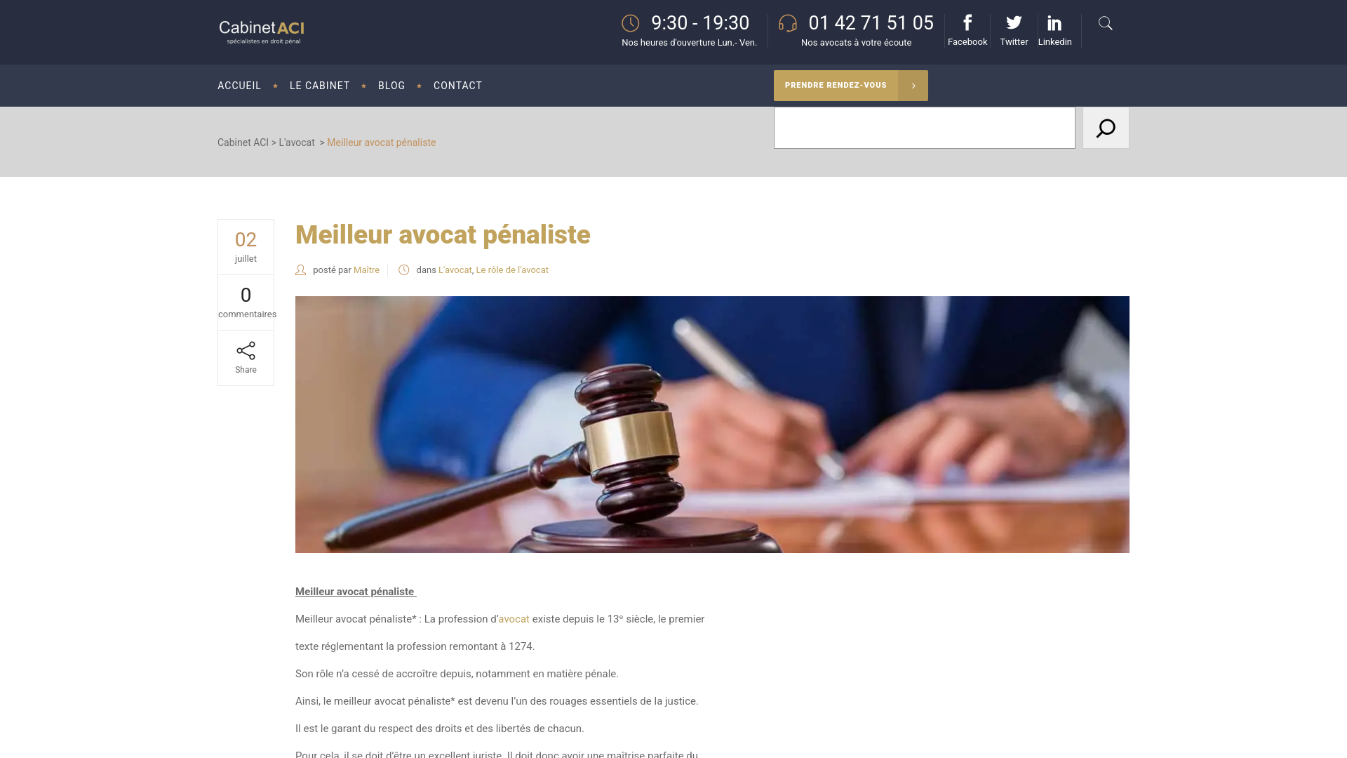 Capture d'écran de Cabinet ACI: Cabinet d'avocats Spécialisés Droit Pénal - Avocat