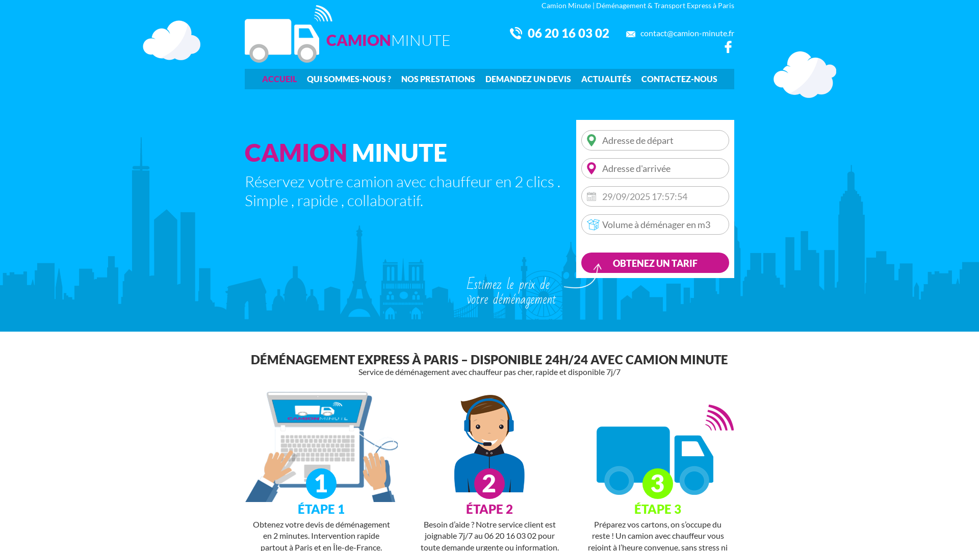 Capture d'écran de Camion avec chauffeur déménageur pour vos déménagement transport colis ou mobilier Paris Île-de-France toute distance !