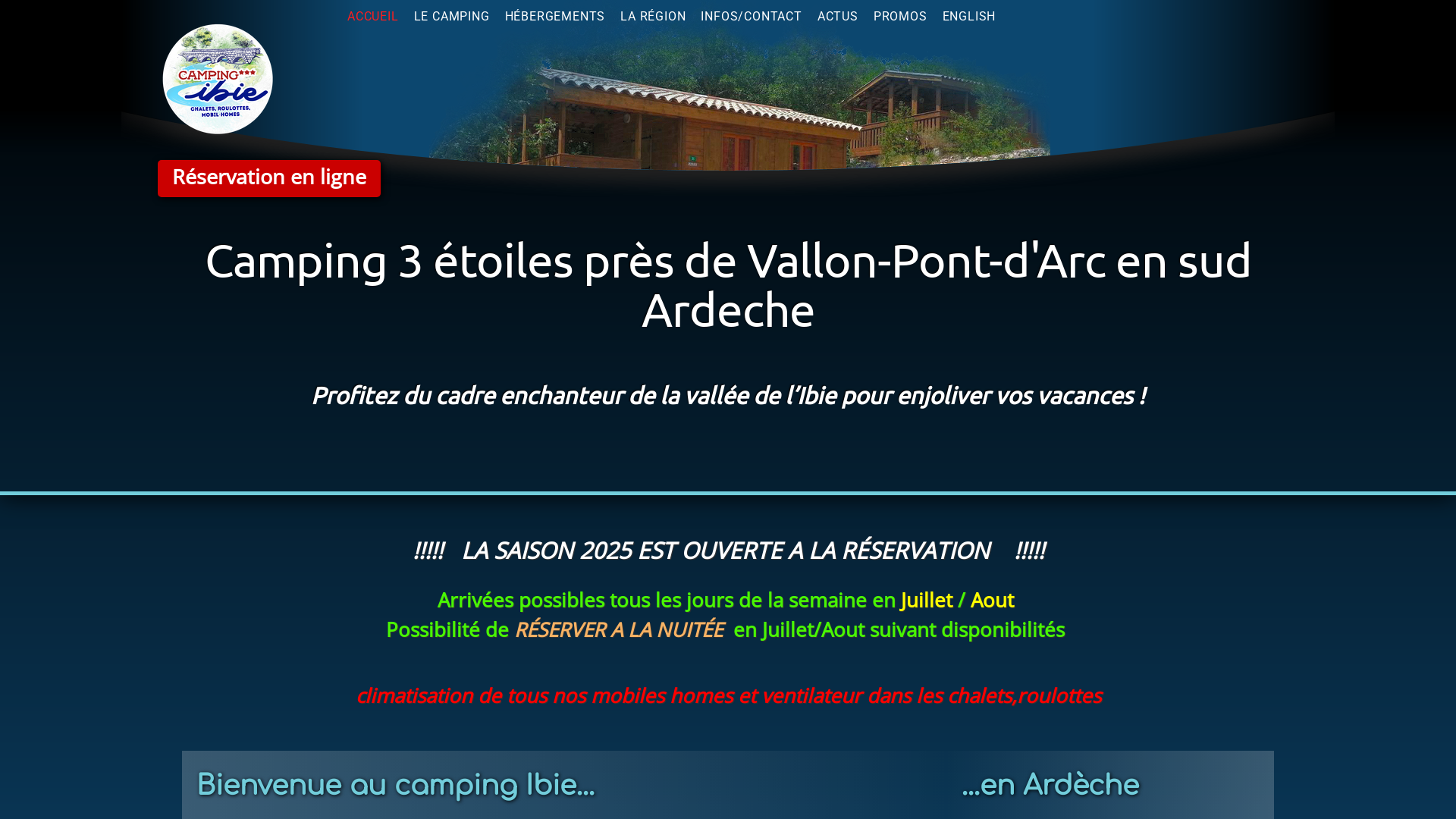 Capture d'écran de Camping en ardeche meridionale, a lagorce proche de vallon pont d'arc, avec piscine a debordement vue sur la vallée, restaurant