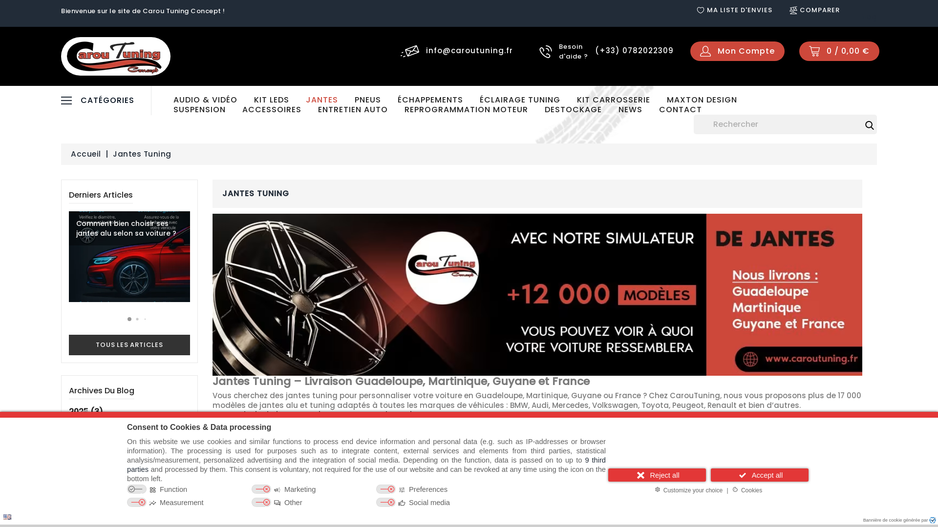 Capture d'écran de Vente en ligne de jantes tuning en Guadeloupe
