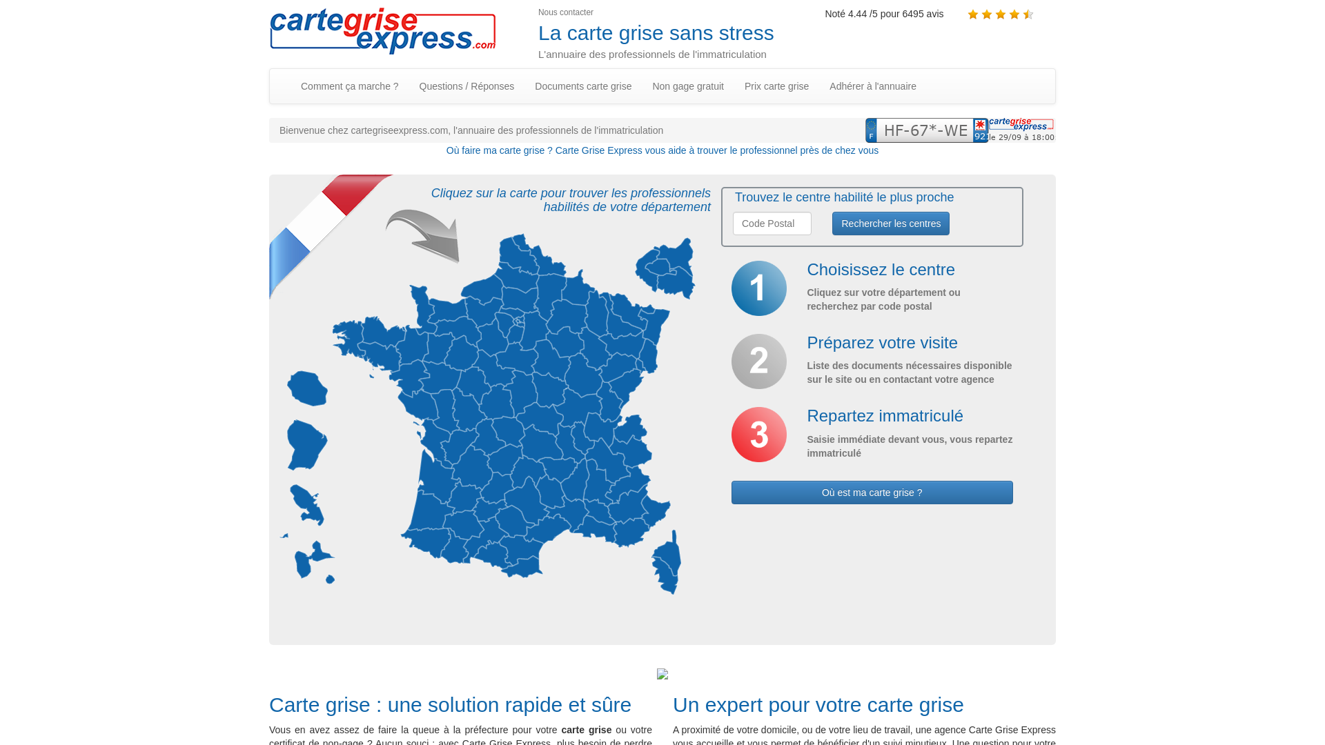Capture d'écran de Carte-grise-express : Trouver un Professionnel Près de Chez vous Pour Etablir Votre Carte Grise de tous Véhicules, Changement d'adresse, Duplicata, Véhicule importé, enregistrement