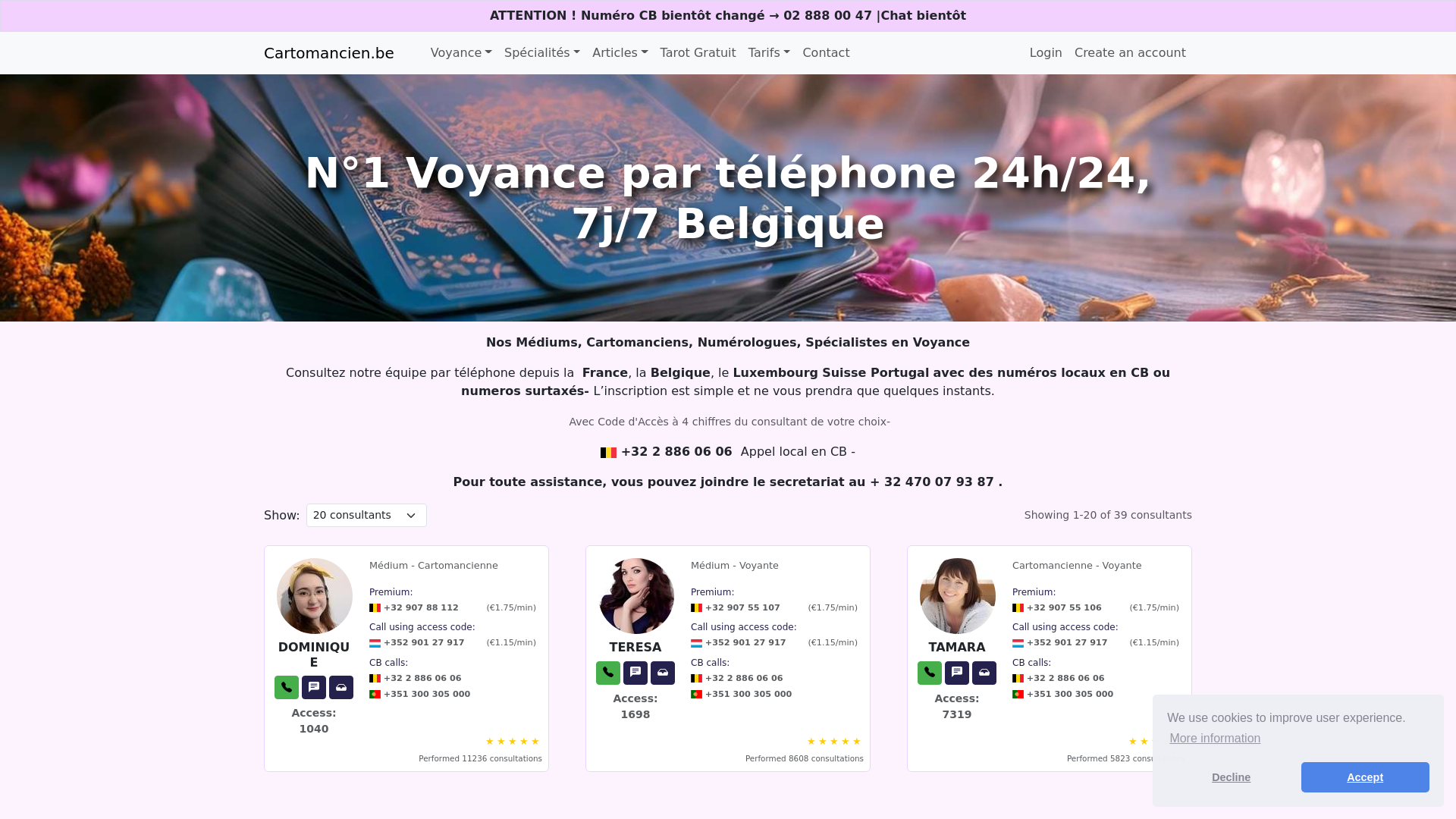 Capture d'écran de VOYANCE SERIEUSE AU TELEPHONE GRATUIT