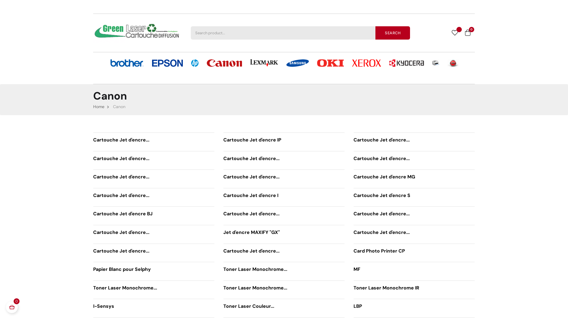 Capture d'écran de Ventes de cartouches compatibles, originales, reconditionnées pour imprimante CANON