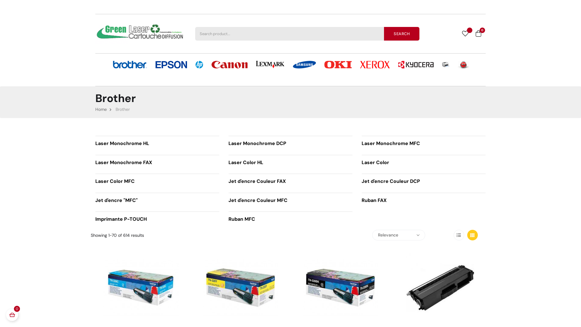 Capture d'écran de Vents de consommables laser, jet d'encre, original, compatible Brother 