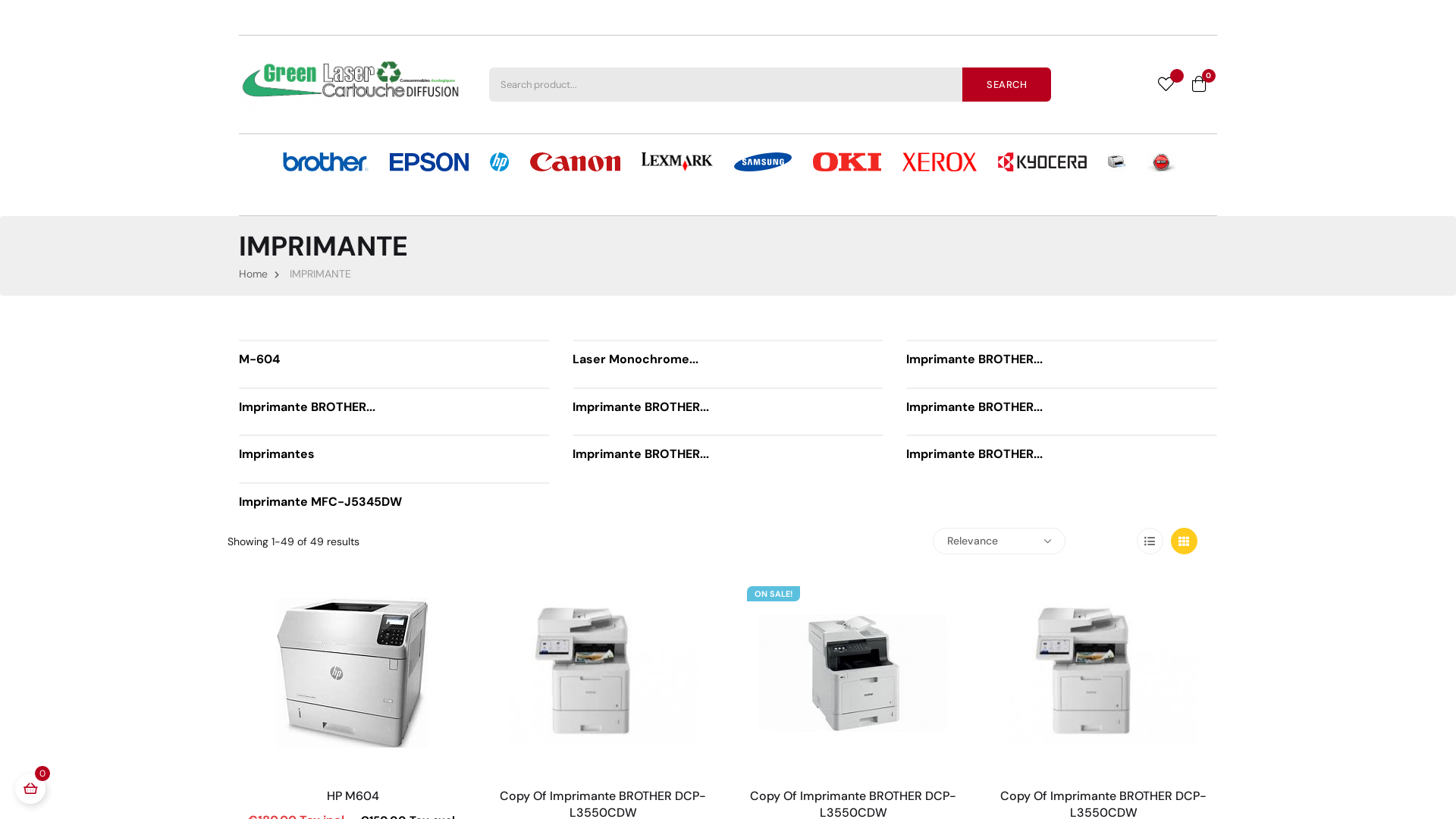 Capture d'écran de Vente imprimante laser couleur origine Brother et cartouches originale et compatibles