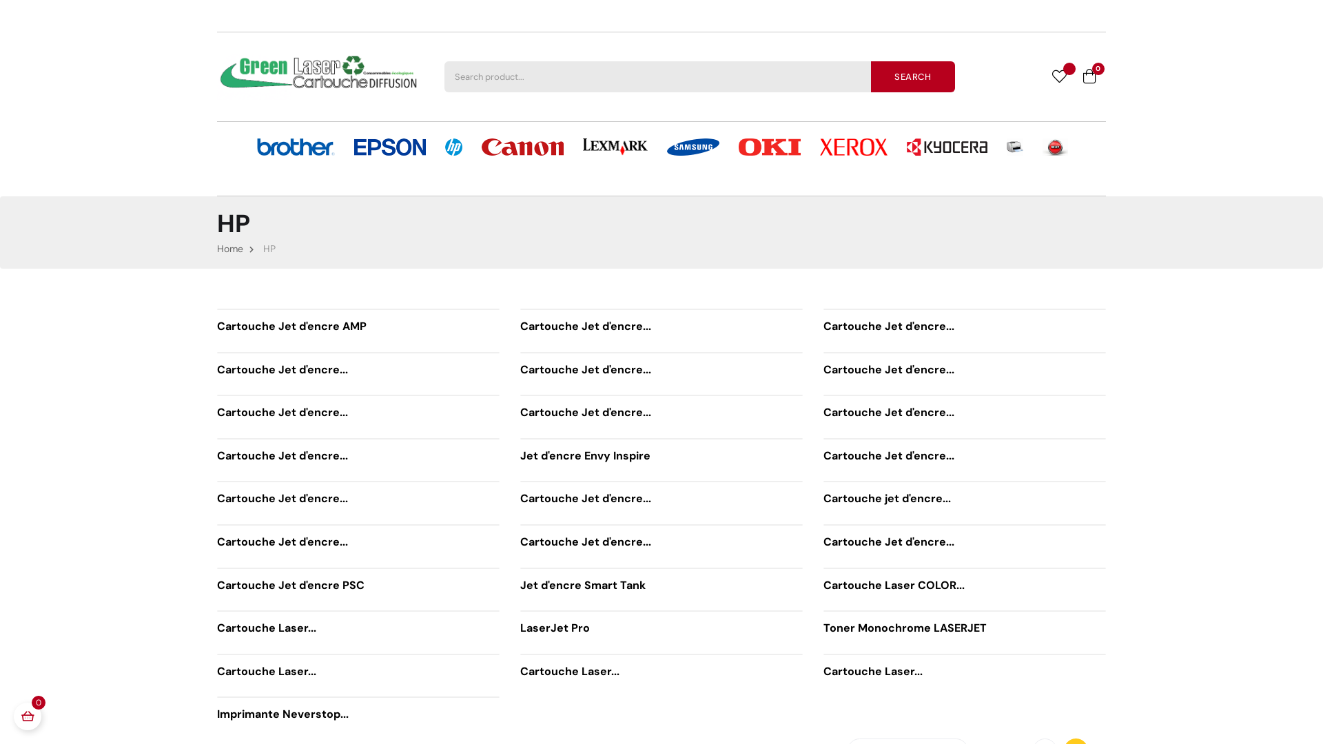 Capture d'écran de Ventes de cartouches compatibles, originales, pièces détachées et maintenance pour les imprimante HL laserjet monochrome, laser couleur et jet d'encre 
