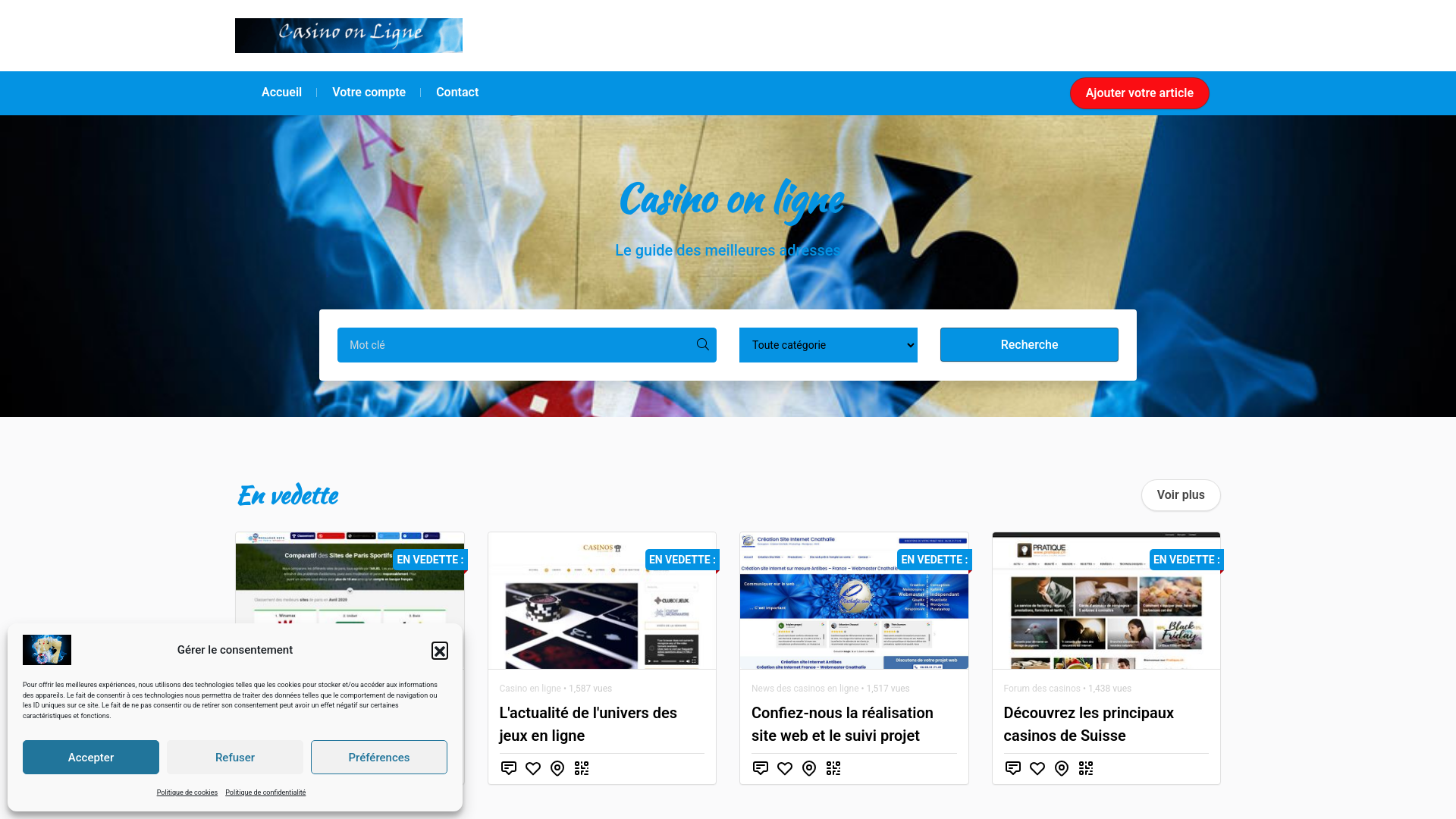 Capture d'écran de Casino on ligne - Le guide des meilleures adresses