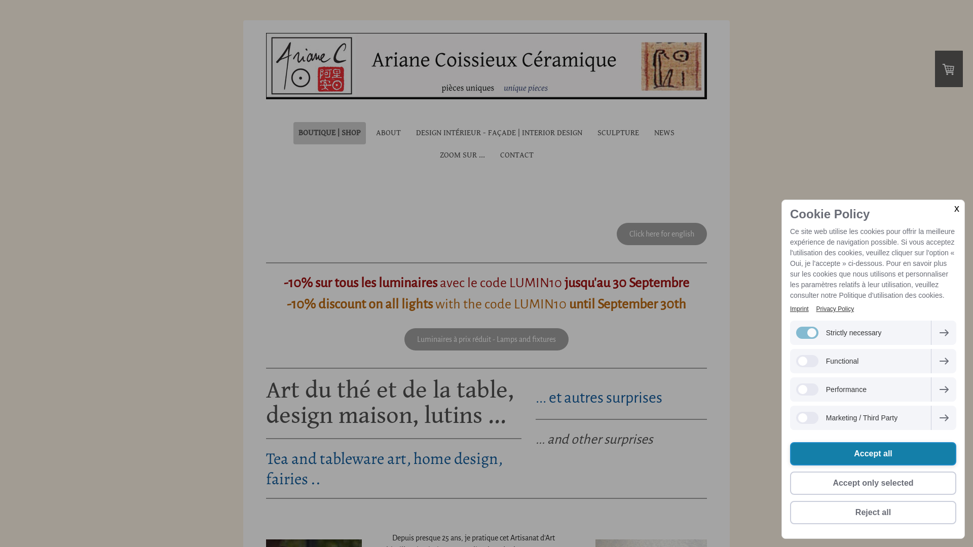 Capture d'écran de Créations uniques: lavabos,  art de la table, carrelage, sculpture murale, enseigne, pichet, théière