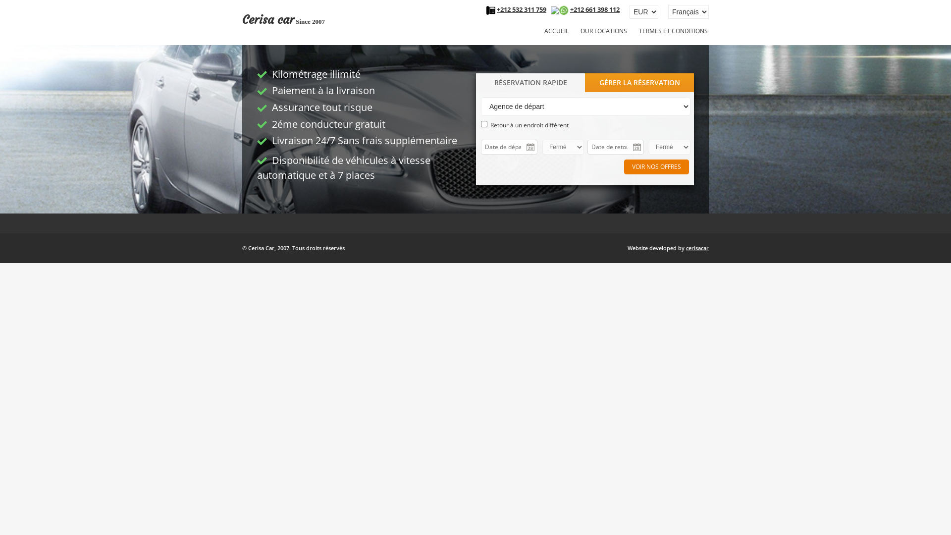 Capture d'écran de Location de voiture à fes Maroc