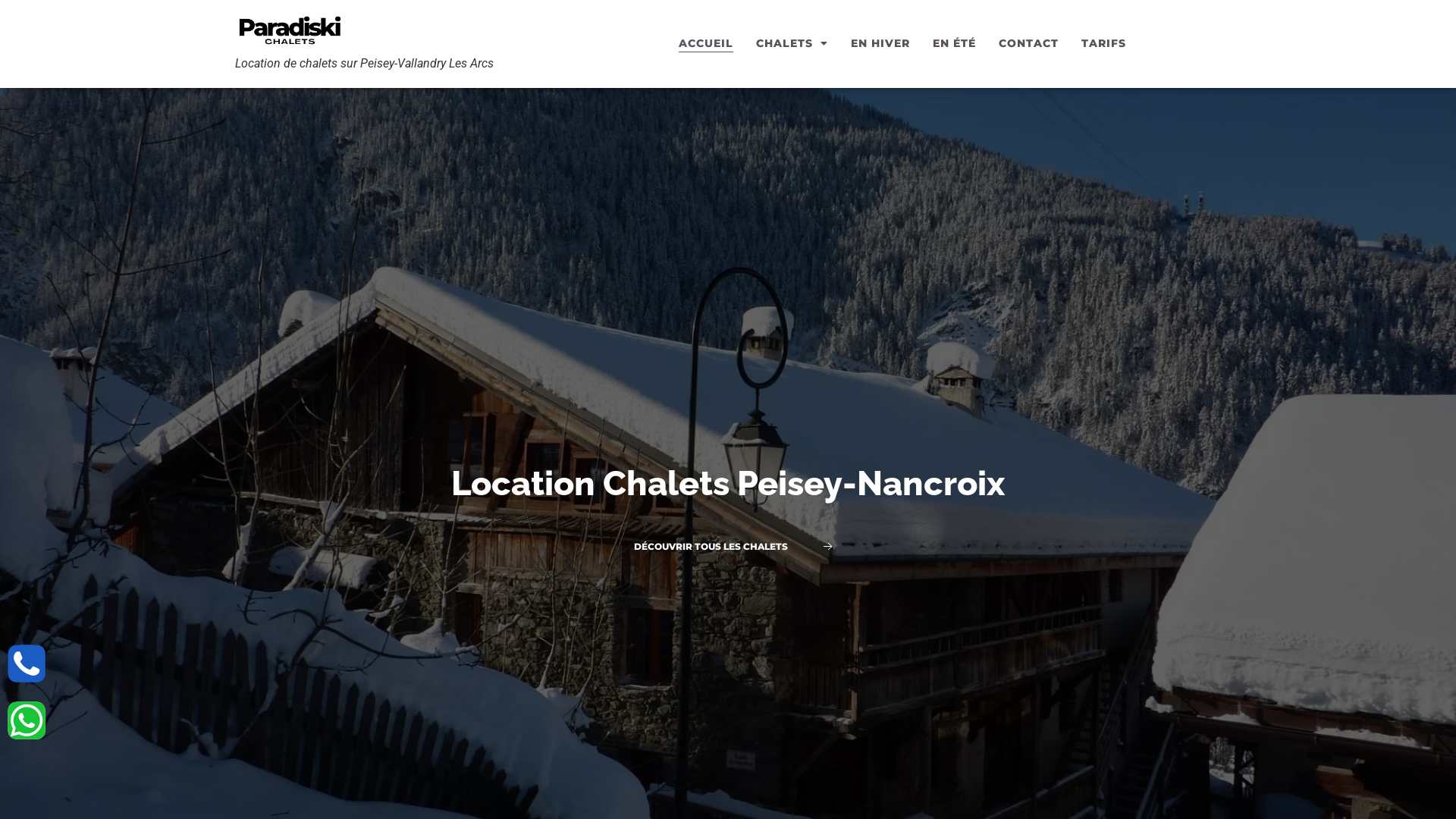 Capture d'écran de Location Chalets la plagne -les arcs _ParadiskiPeisey-Vallandry Peisey-Nancroix. 
Ski chalet rental la plagne les arcs Paradiski Peisey Vallandry peisey nancroix